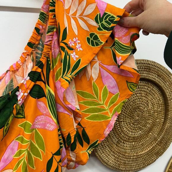 Eloquii Orange Tropical Off Shoulder Short Sleeve Top Vacation Plus Size 20 - Picture 5 of 7